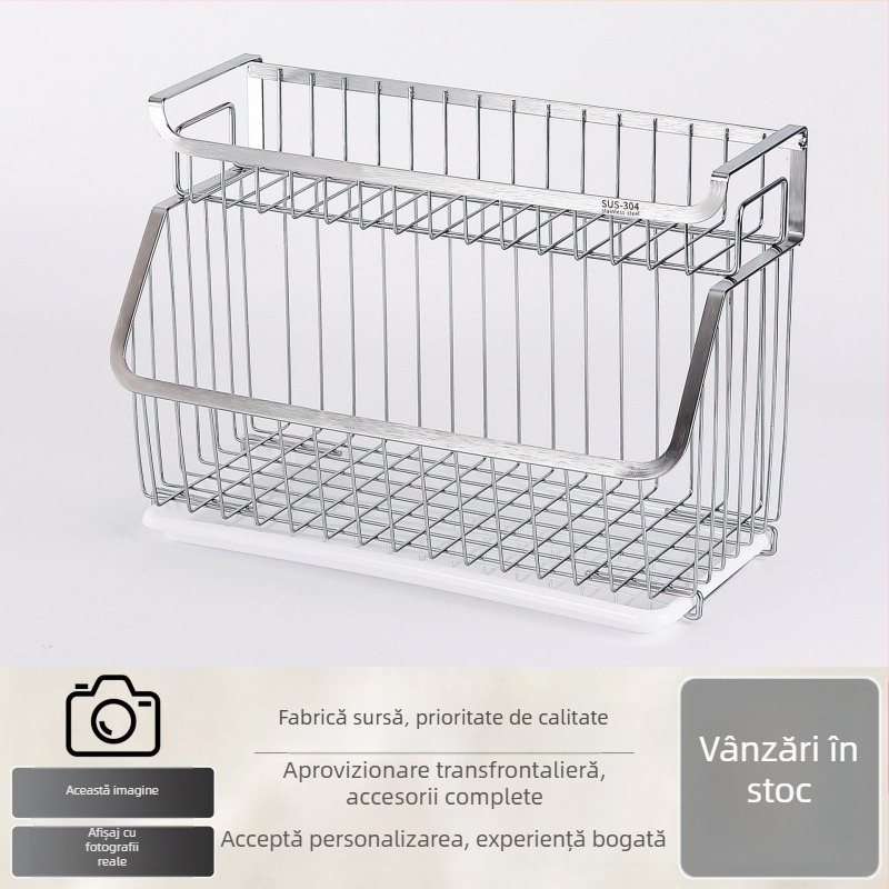 Raft de bucătărie montat pe perete, oțel inoxidabil 304, fără găuri, coș de scurgere, model K-50552