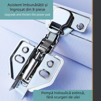 Balama din oțel inoxidabil cu amortizare în două etape, finisaj gunmetal negru, model F, pentru uși de dulap și garderobă, rezistentă la ruginire și durabilă.