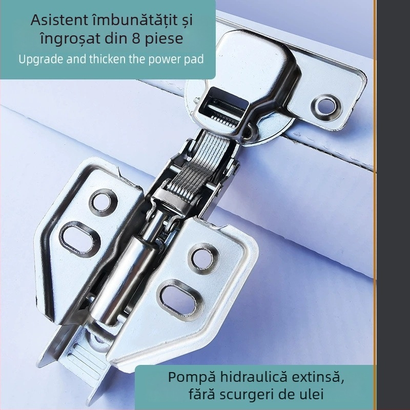 Balama din oțel inoxidabil cu amortizare în două etape, finisaj gunmetal negru, model F, pentru uși de dulap și garderobă, rezistentă la ruginire și durabilă.