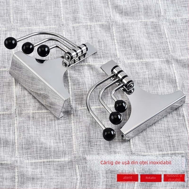 Cuier de ușă din oțel inoxidabil – suport multifuncțional pentru haine și pălării – montaj fără găuri