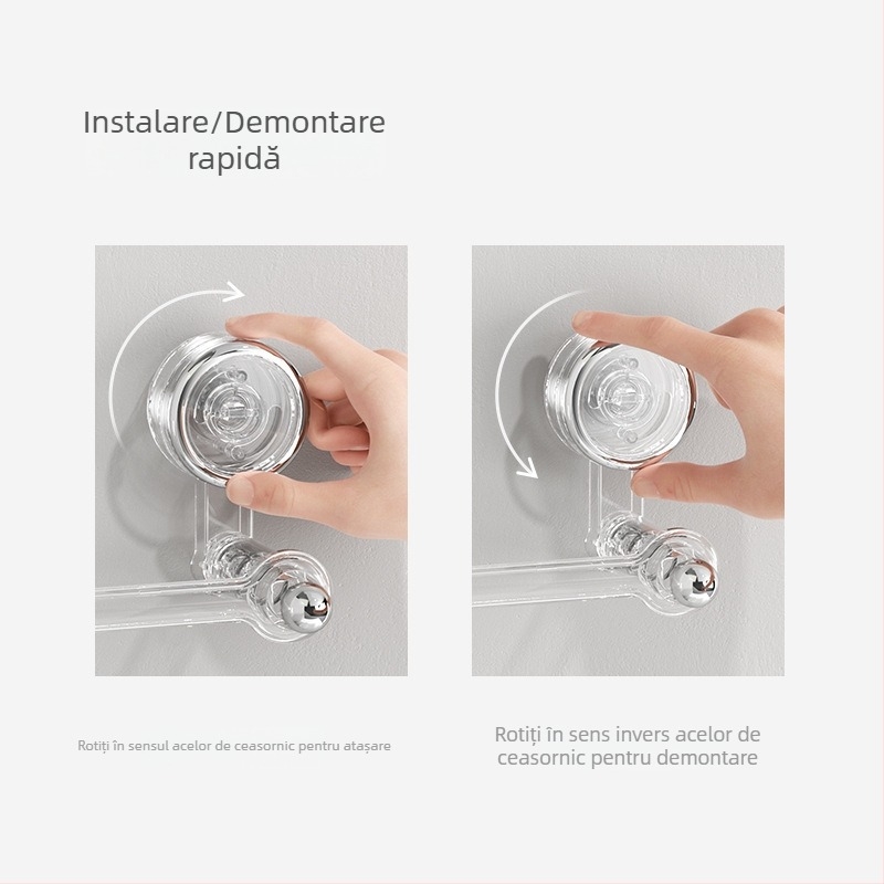 Raft rotativ pentru accesorii de păr și bijuterii, cu ventuză, montare pe perete