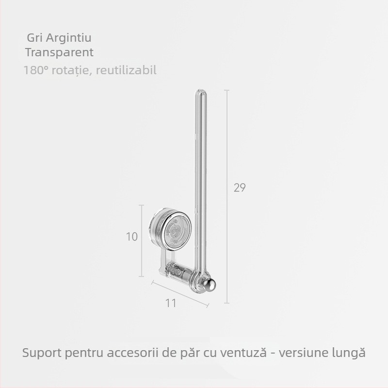 Raft rotativ pentru accesorii de păr și bijuterii, cu ventuză, montare pe perete