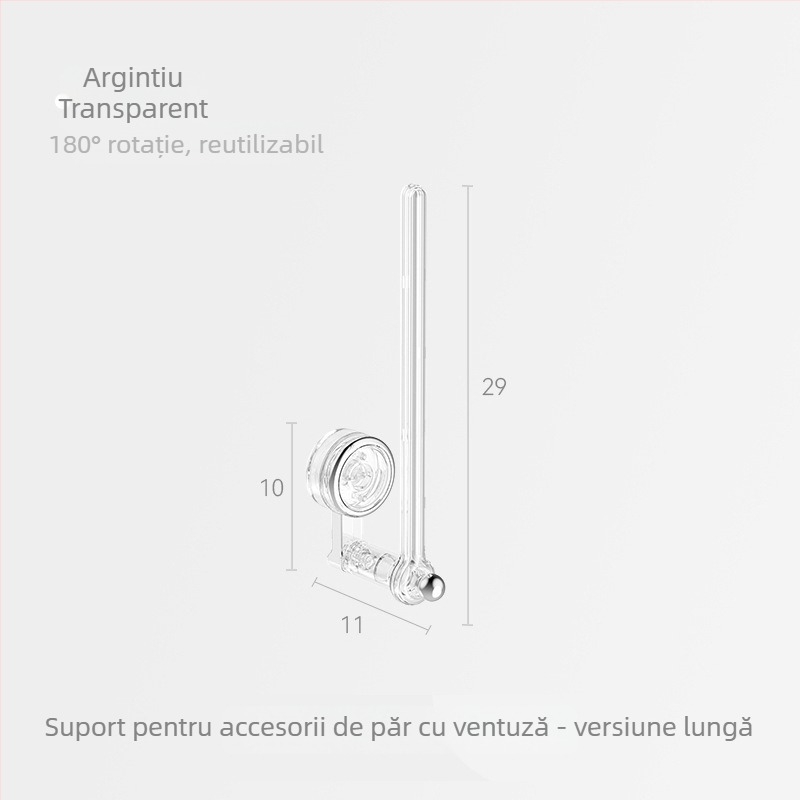 Raft rotativ pentru accesorii de păr și bijuterii, cu ventuză, montare pe perete