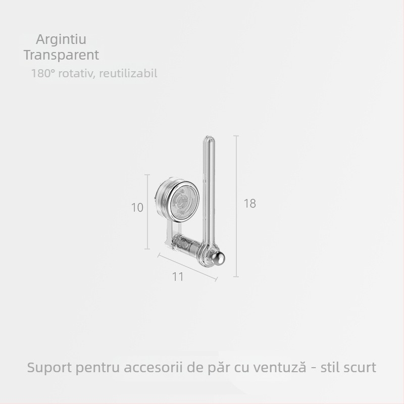Raft rotativ pentru accesorii de păr și bijuterii, cu ventuză, montare pe perete
