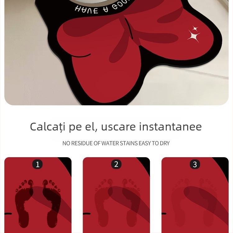 Covoraș de toaletă în formă de U cu nod papion, absorbant, antiderapant, rezistent la umezeală, pentru baie