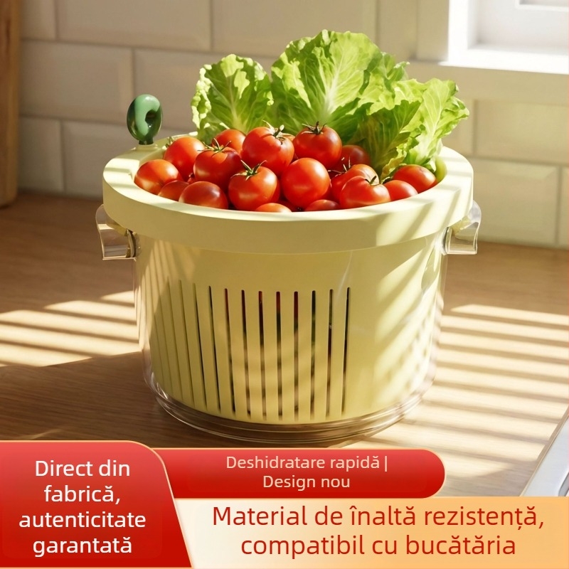 Cos de drenaj cu două niveluri, rotativ, pentru legume și fructe, bazin de depozitare bucătărie
