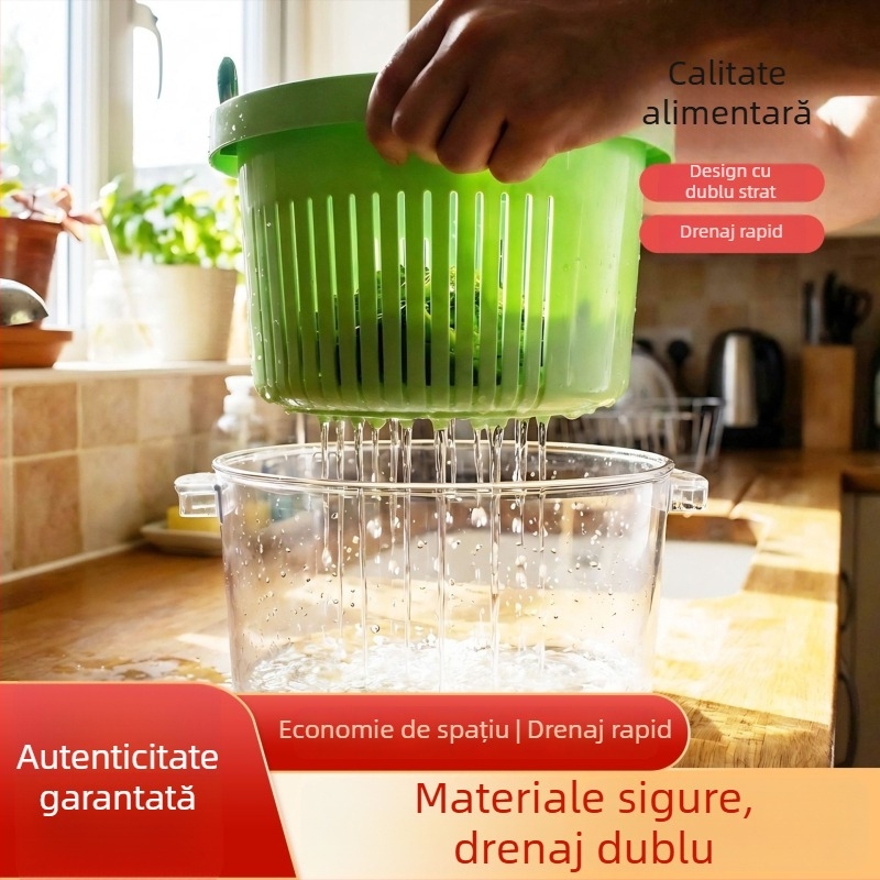 Cos de drenaj cu două niveluri, rotativ, pentru legume și fructe, bazin de depozitare bucătărie
