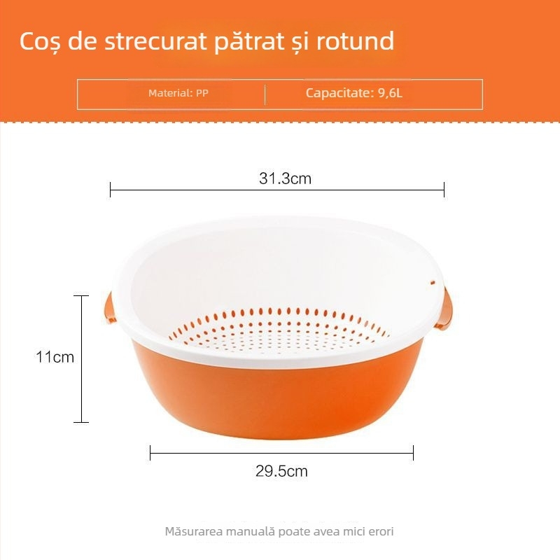 Camellia coș pliabil de scurgere pentru uz casnic, două niveluri pentru spălat fructe și legume, din plastic, pătrat și rotund, bucătărie și depozitare