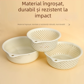 Coș din plastic pentru fructe și legume, cu trei niveluri, scurgere, pentru bucătărie, multifuncțional