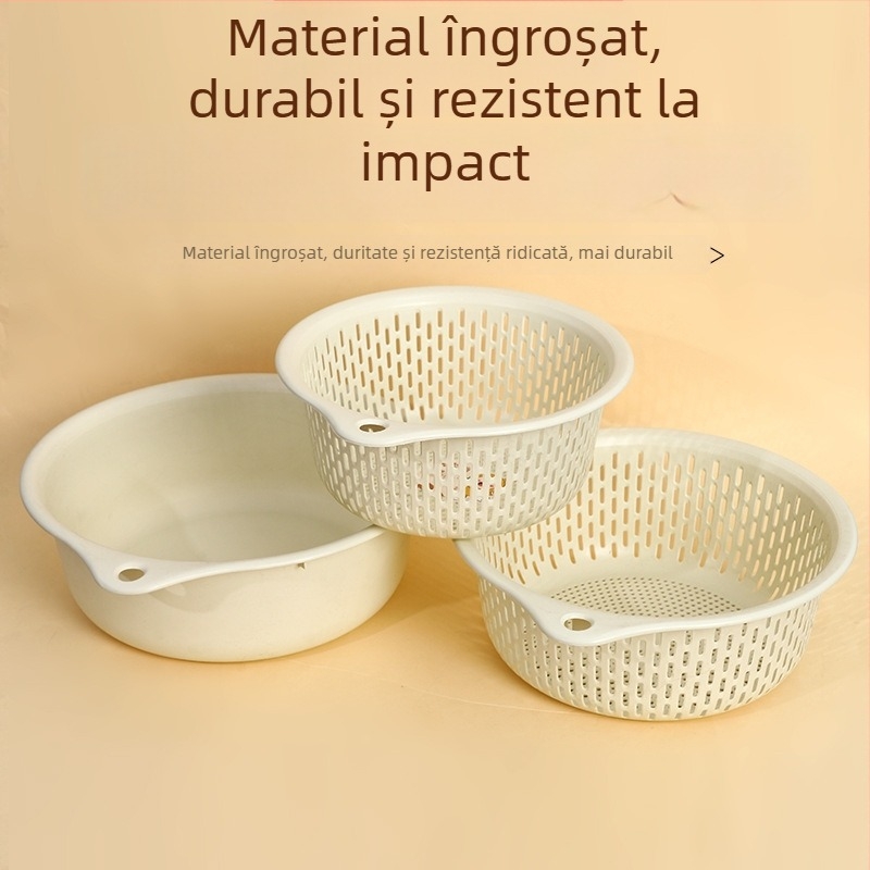 Coș din plastic pentru fructe și legume, cu trei niveluri, scurgere, pentru bucătărie, multifuncțional