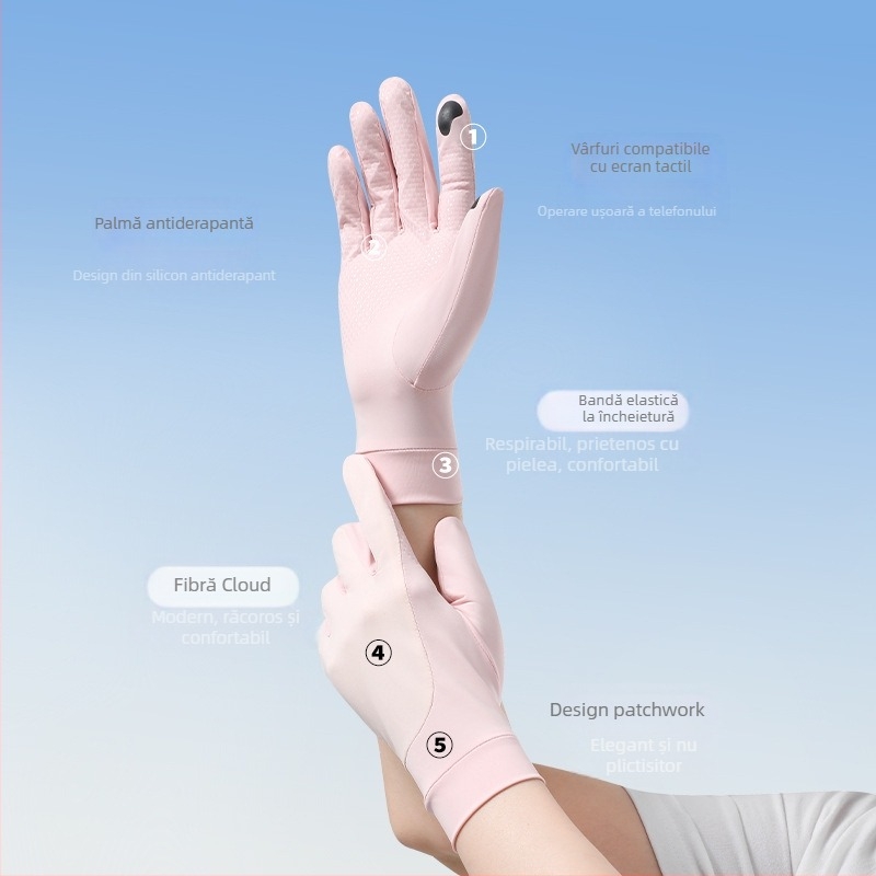 Mănuși unisex cu protecție UV și Ice Silk respirabil, pentru ciclism outdoor și condus – antialunecare, compatibile cu ecran tactil