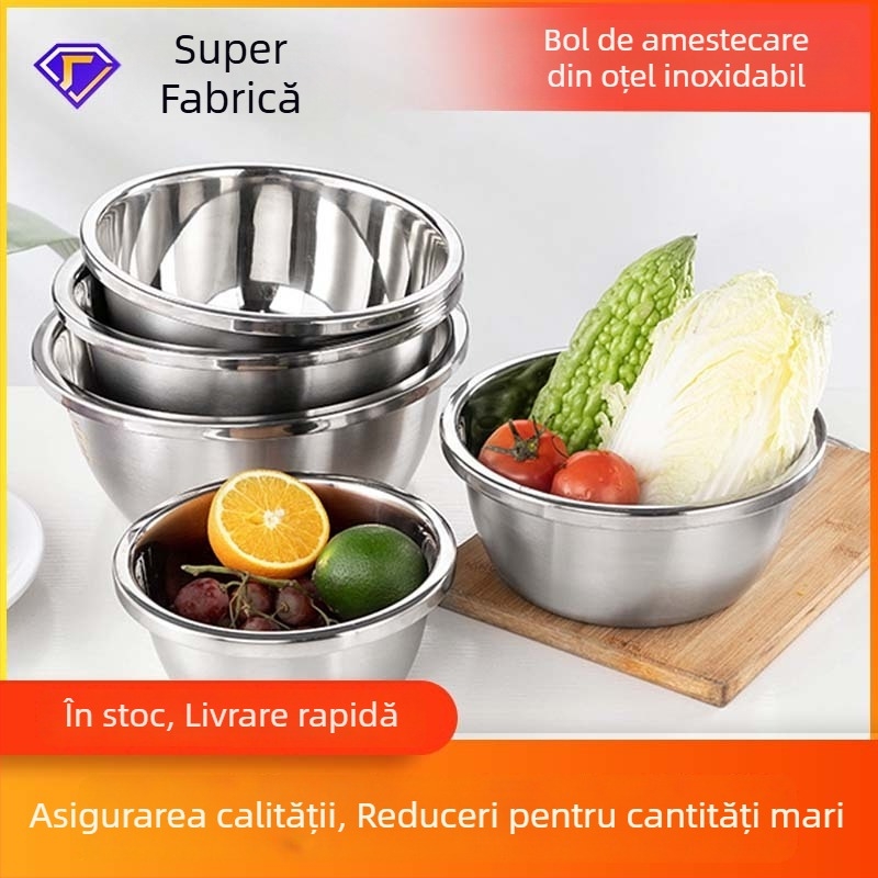 Vas din oțel inoxidabil de calitate alimentară pentru bătut ouă, stil japonez, bucătărie de acasă pentru gătit, coacere, frământat și amestecat