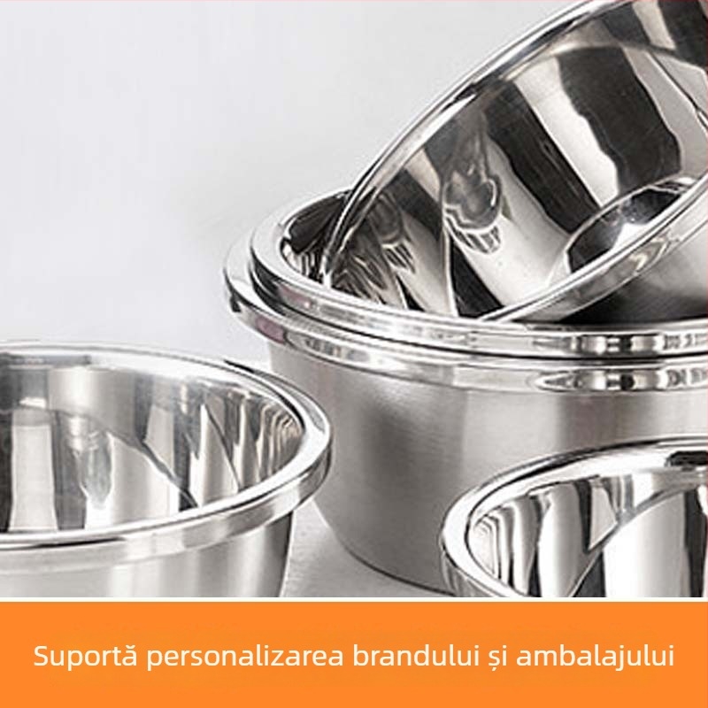 Vas din oțel inoxidabil de calitate alimentară pentru bătut ouă, stil japonez, bucătărie de acasă pentru gătit, coacere, frământat și amestecat