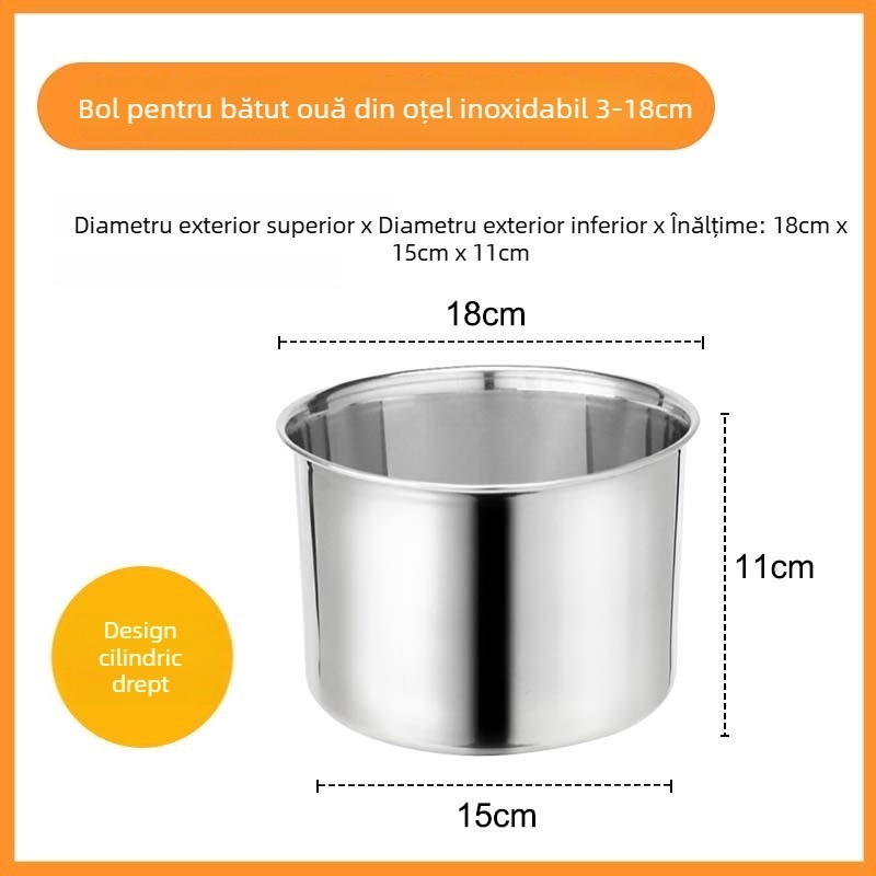 Vas din oțel inoxidabil de calitate alimentară pentru bătut ouă, stil japonez, bucătărie de acasă pentru gătit, coacere, frământat și amestecat