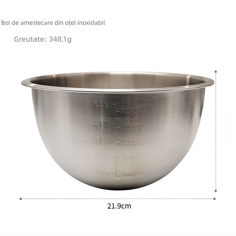Vas din oțel inoxidabil 304, adânc, stil japonez, cu scară de măsurare, pentru salate, bătut ouă și pregătire pentru coacere