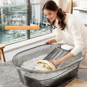 Vas de spălat din plastic, mare, cu planșă de frecare încorporată – bazin multifuncțional
