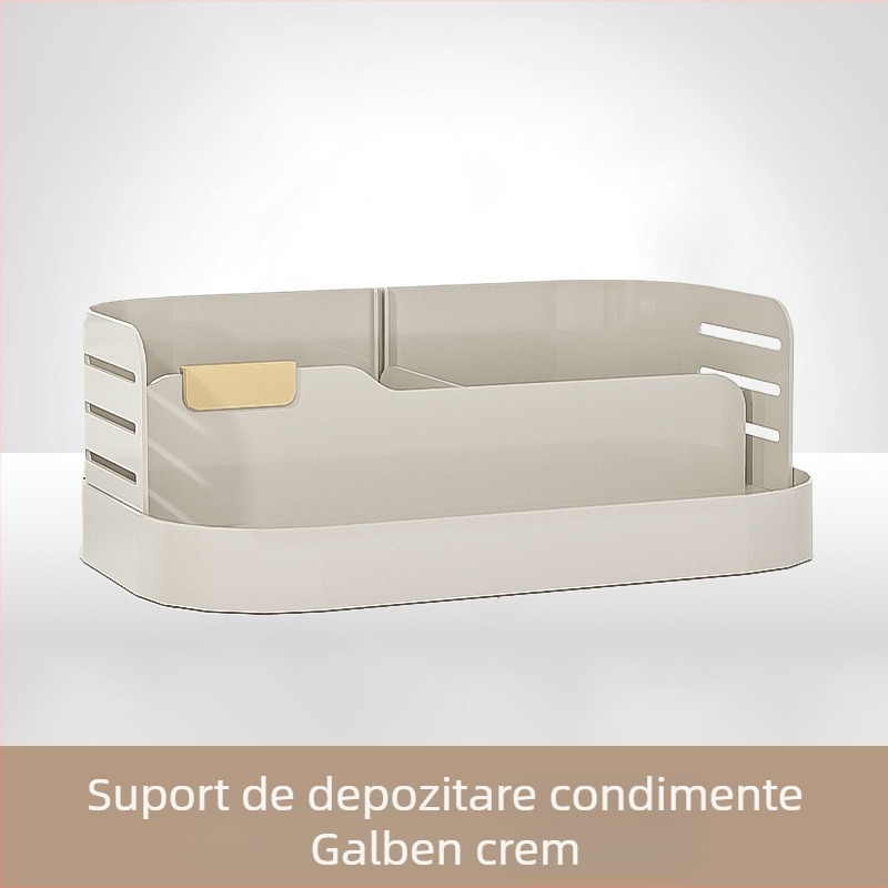 Raft de condimente cu două etaje, pentru blat de bucătărie, cu borcane sigilate pentru ulei, sare, sosuri și oțet