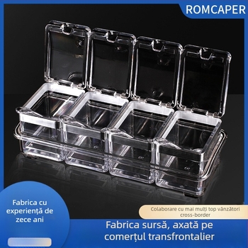 Cutie acrilică pentru condimente de bucătărie, cu compartimente – recipiente din plastic pentru condimente, set