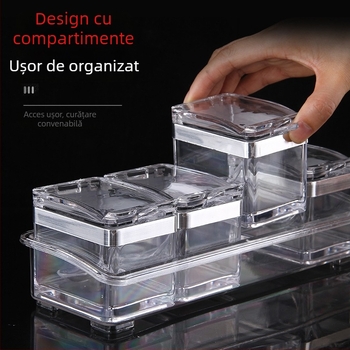 Cutie acrilică pentru condimente de bucătărie, cu compartimente – recipiente din plastic pentru condimente, set