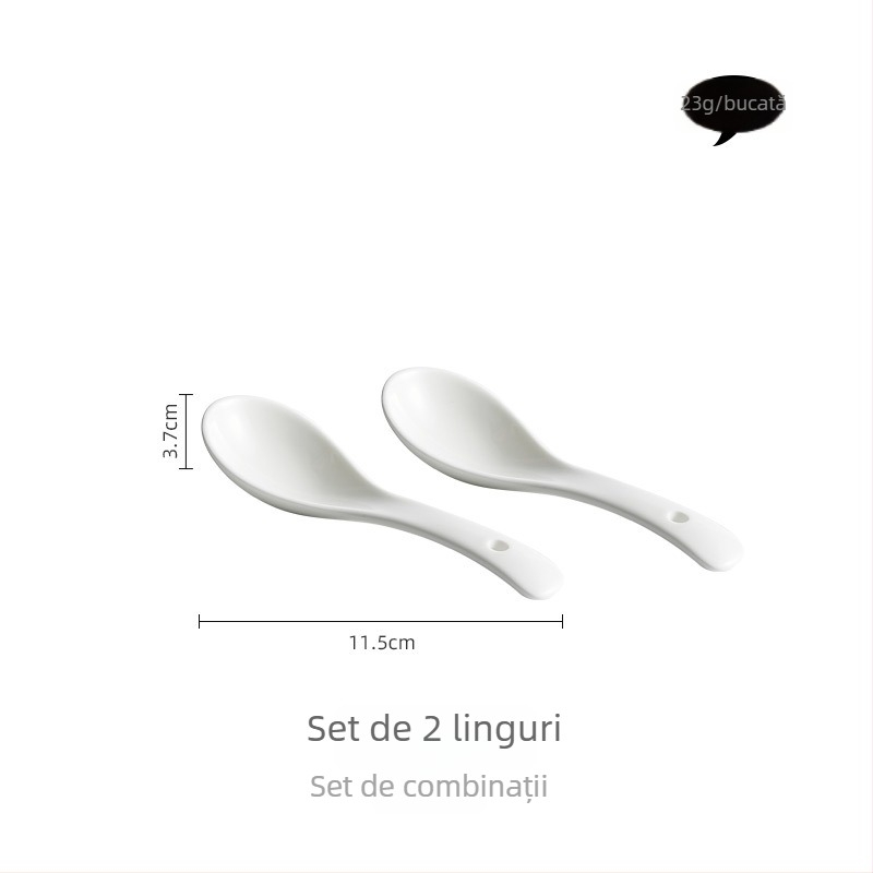 Bol de orez din porțelan cu linguriță, pentru uz casnic, diametru 11 cm, rotund, culoare solidă, stil retro luxos