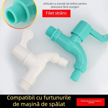 Robinet bucătărie din PVC, pentru mașina de spălat, 1/2 inch, apă caldă și rece, rezistent la fisuri, îngroșat, etanș la scurgeri, uz casnic