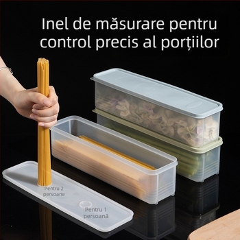 Cutie de depozitare pentru tăiței, dreptunghiulară, etanșă, cu capac, capacitate mare