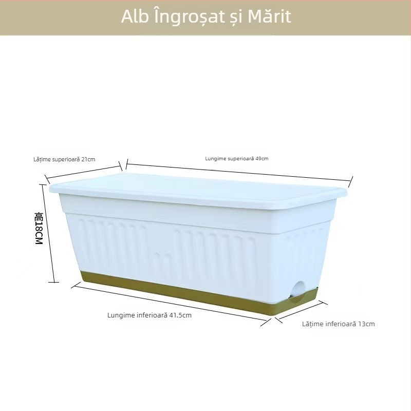 Recipient de plantare din plastic, gros și mare, pentru balcon, dreptunghiular, pentru legume și căpșuni