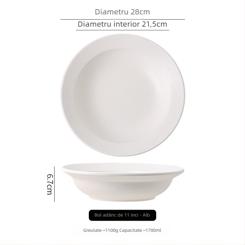 Bol ceramic pentru supă, mare, adânc, pentru masă acasă sau la hotel, compatibil cu microundele, finisaj sub glazură