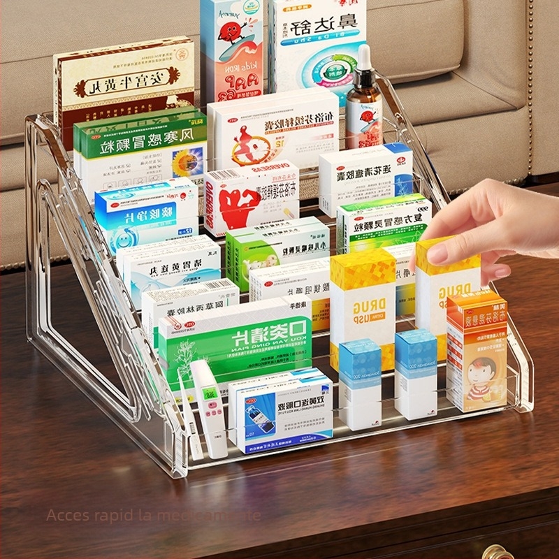 Cutie de medicamente pentru uz casnic, capacitate mare, organizator cu etaje pentru pastile, cutie compactă pentru copii