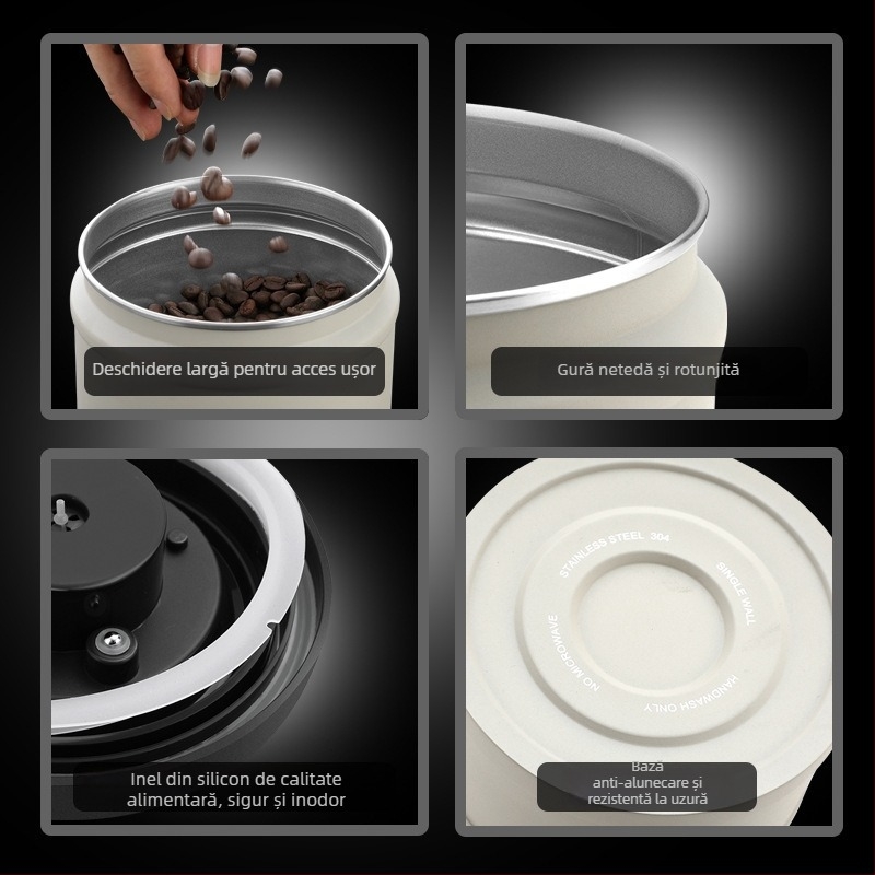 Recipient vacuum cu închidere prin apăsare din oțel inoxidabil 304 pentru cafea boabe, ceai și fructe uscate