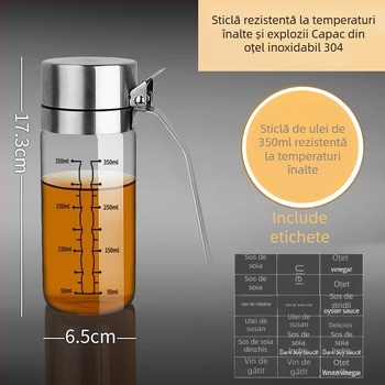 Recipient pentru ulei din oțel inoxidabil 304 cu sticlă borosilicat rezistentă la temperaturi, recipient pentru sos de soia și oțet