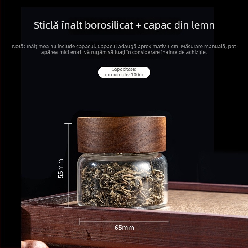 Borcan din sticlă, mic, sigilat, portabil, pentru cafea măcinată, boabe de cafea și ceai, de calitate alimentară