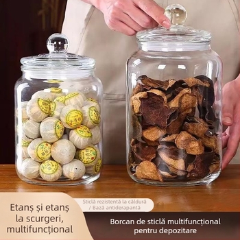 Borcan din sticlă cu capac etanș pentru coajă de mandarin uscată, recipiente de depozitare pentru ceai și alimente, rezistente la umezeală, personalizabile