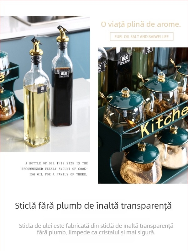 Set de borcane din sticlă pentru condimente, bucătărie – sticle pentru ulei, sare, sos și oțet, cutie de depozitare, utilizare casnică