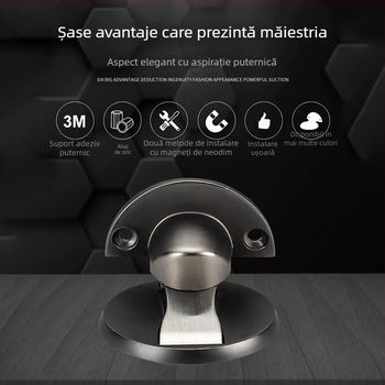 Stop de ușă pentru podea, fără găuri, magnet puternic, anti-coliziune, aliaj de zinc, pentru uz casnic