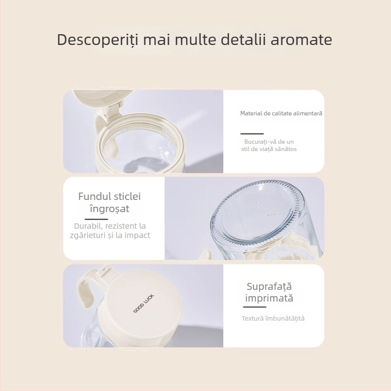 Set de borcane din sticlă pentru condimente, cu sticle de dozare și cutie de depozitare pentru bucătărie