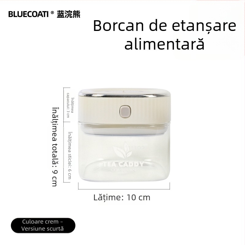 Borcan din sticlă pentru cafea boabe, capac etanș, recipient alimentar pentru ceai și gustări