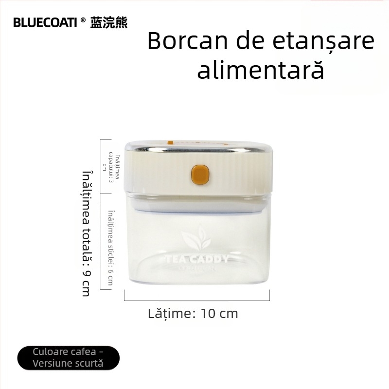 Borcan din sticlă pentru cafea boabe, capac etanș, recipient alimentar pentru ceai și gustări