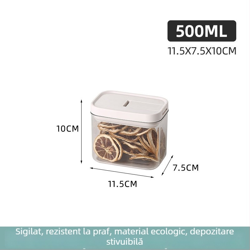 Recipient din plastic transparent cu capac etanș, pentru depozitare în bucătărie, cereale și fructe uscate, capacitate mare, protecție împotriva umezelii
