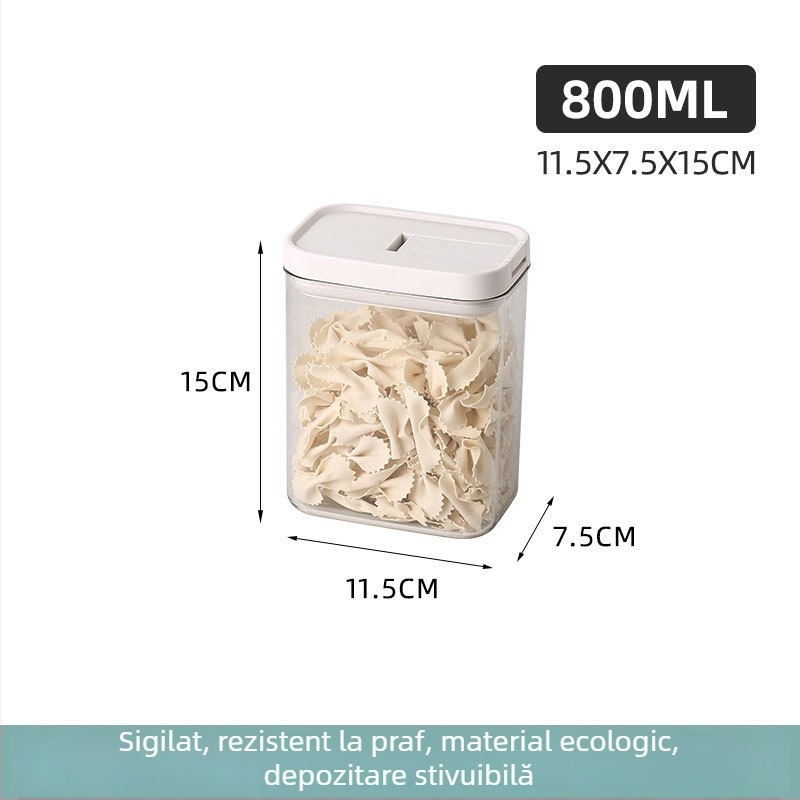Recipient din plastic transparent cu capac etanș, pentru depozitare în bucătărie, cereale și fructe uscate, capacitate mare, protecție împotriva umezelii