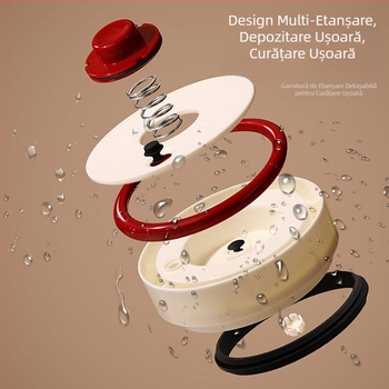 Recipient din sticlă borosilikată, sigilat în vid, pentru boabe de cafea și ceai, 800–1000 ml