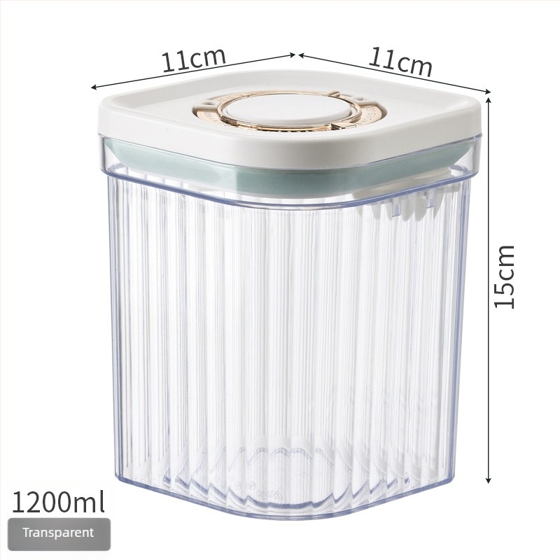 Cutie din plastic dreptunghiulară cu capac etanș pentru cereale, lapte praf și pudră de fructe – transparentă