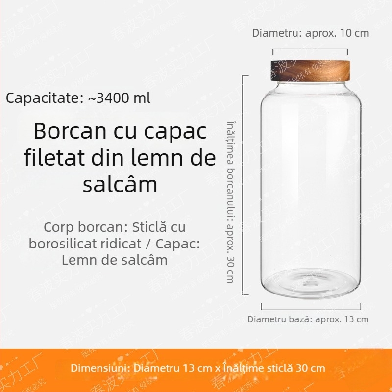 Borcan din sticlă cu capac filet, borcane cu coajă de mandarin uscată pentru fermentare vin, borcane pentru miere, recipiente din sticlă sigilate pentru alimente