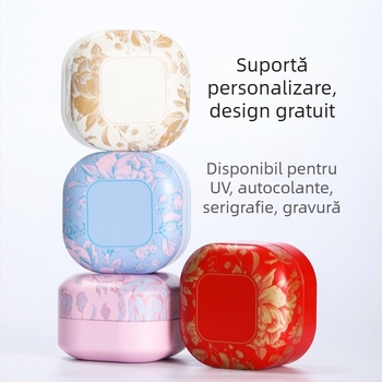 Cutie metalică rotundă în stil japonez pentru ceai, bomboane și lumânări — recipient sigilat din tablă, 50 ml