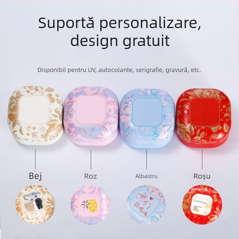 Cutie metalică rotundă în stil japonez pentru ceai, bomboane și lumânări — recipient sigilat din tablă, 50 ml