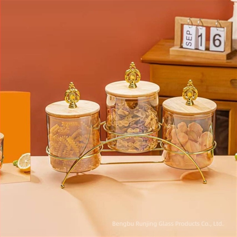 Recipient din sticlă borosilicată, capacitate mare, container etanș pentru cereale, sticlă transparentă, formă circulară, gros