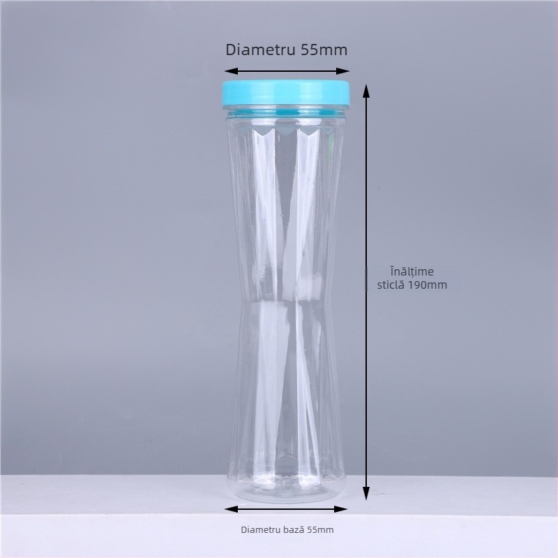 Borcan plastic transparent cu gură largă de 55 mm pentru ambalarea ceaiului