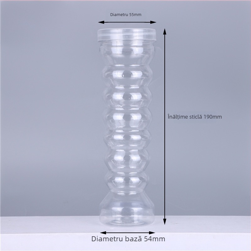 Borcan plastic transparent cu gură largă de 55 mm pentru ambalarea ceaiului