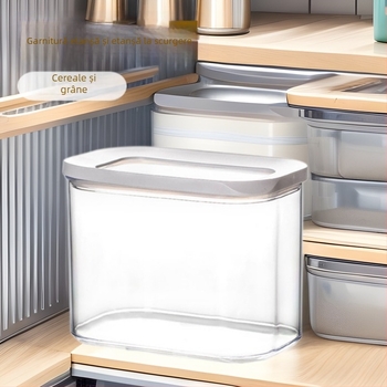 Recipient din plastic etanș pentru cereale, ceai și produse uscate; pătrat, 1-2 L.