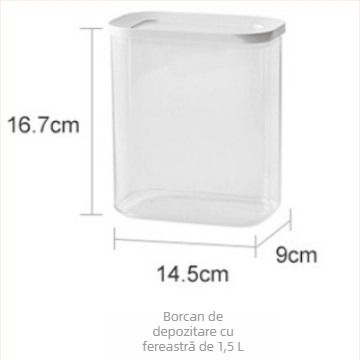 Recipient din plastic etanș pentru cereale, ceai și produse uscate; pătrat, 1-2 L.